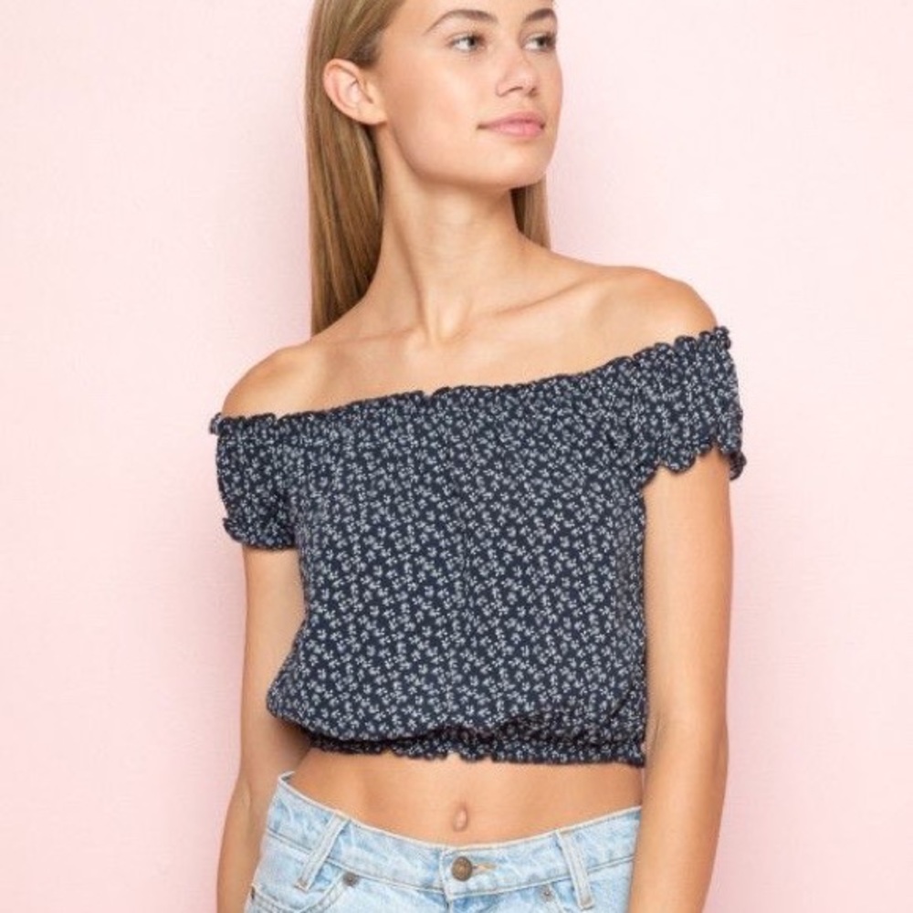 Brandy Melville Blue Flower Rio Top